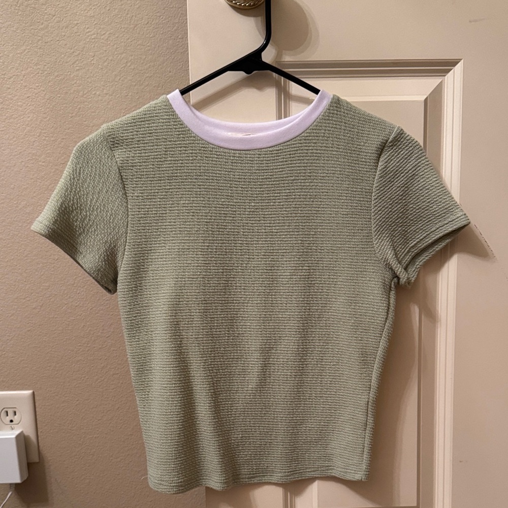 Moa Moa Light Green Ribbed Short Sleeve Tee